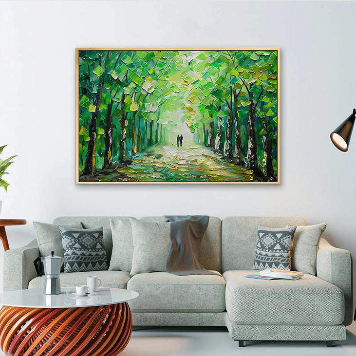 Hand Painted Forest Path Canvas Art #VA312