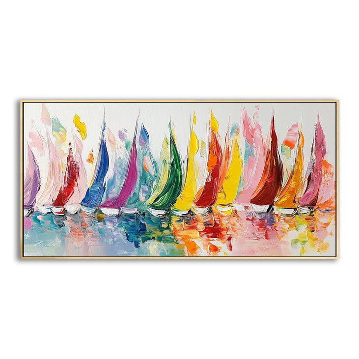 Colorful Sailboat Fleet Canvas Art  #YX98