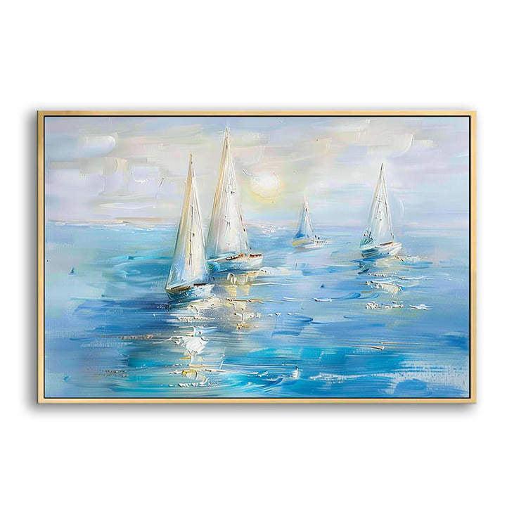 Hand Painted Sailboat Ocean Canvas Art #VA313