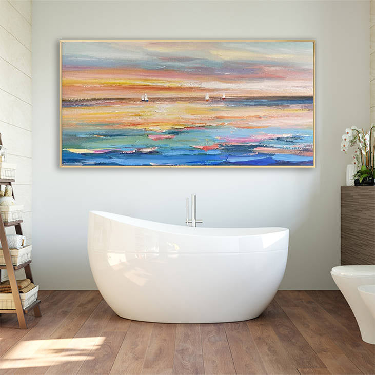 Hand Painted Sea Sunset Landscape Painting #YX310
