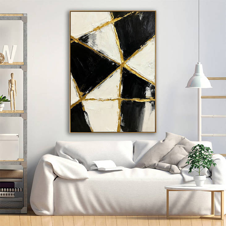Hand Painted Geometric Abstract Decorative Wall Art #YX364