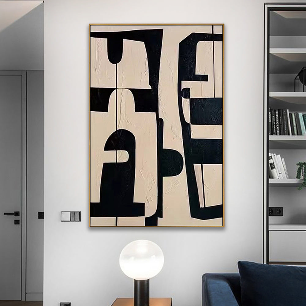 Black & Beige Abstract Geometric Wall Art #VA321