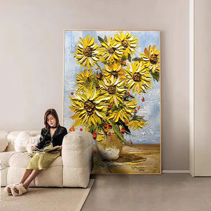 Impasto Sunflower Bouquet Wall Art #VA338
