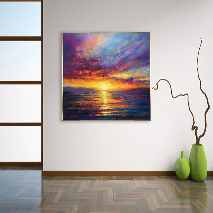 Colorful Sunset Seascape Handmade Canvas #YX140