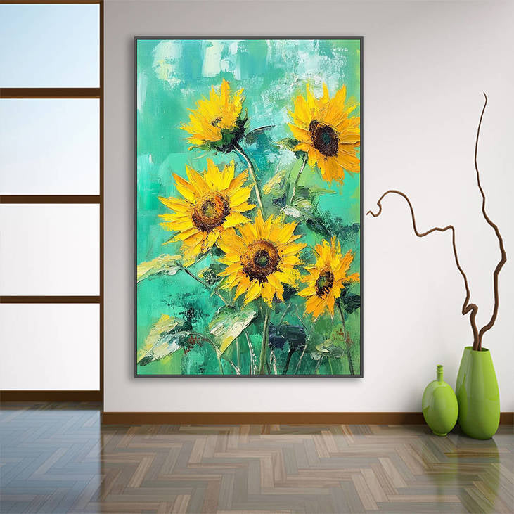 Hand Painted Sunflower Canvas Wall Art #YX327