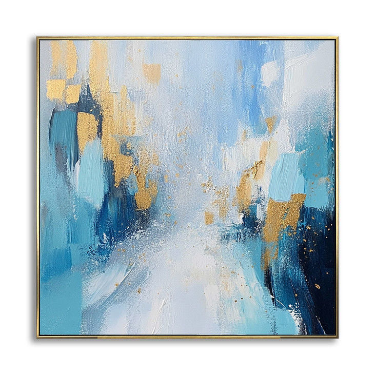 Artistic Blue and Gold Abstract #YX39