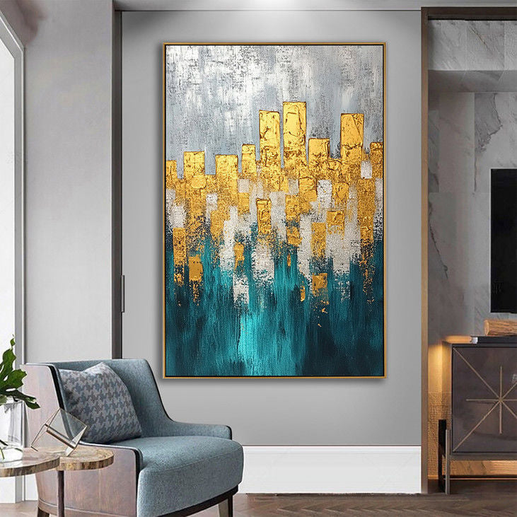 Contemporary Gold Foil City Art #YX78