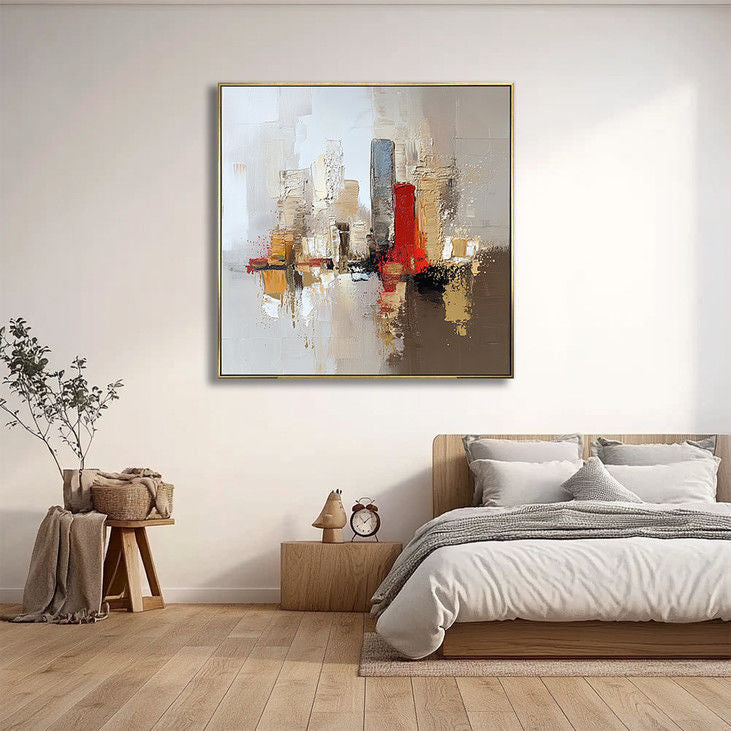 Abstract Cityscape Handmade Canvas Painting #YX12