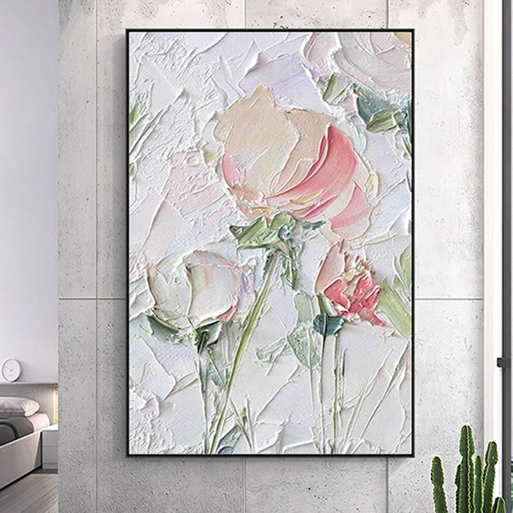 Pink & White Flower Impasto Painting #VA336