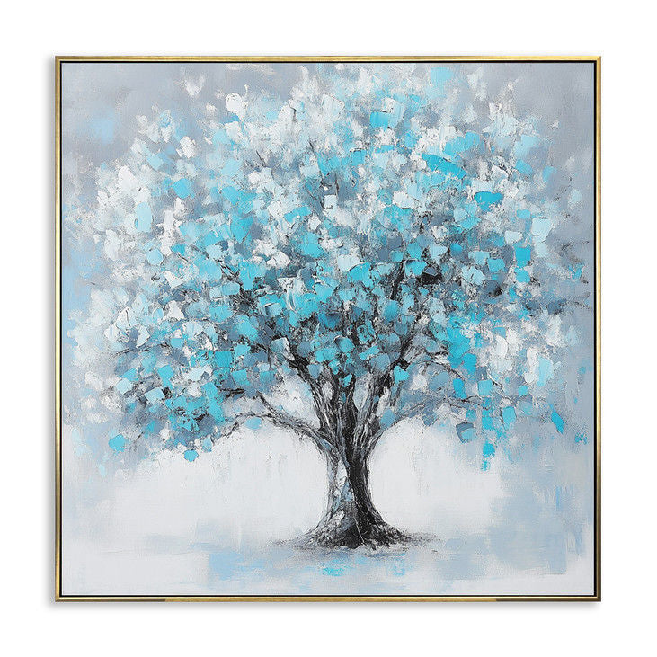 Hand Painted Blue Tree Canvas Art #YX141