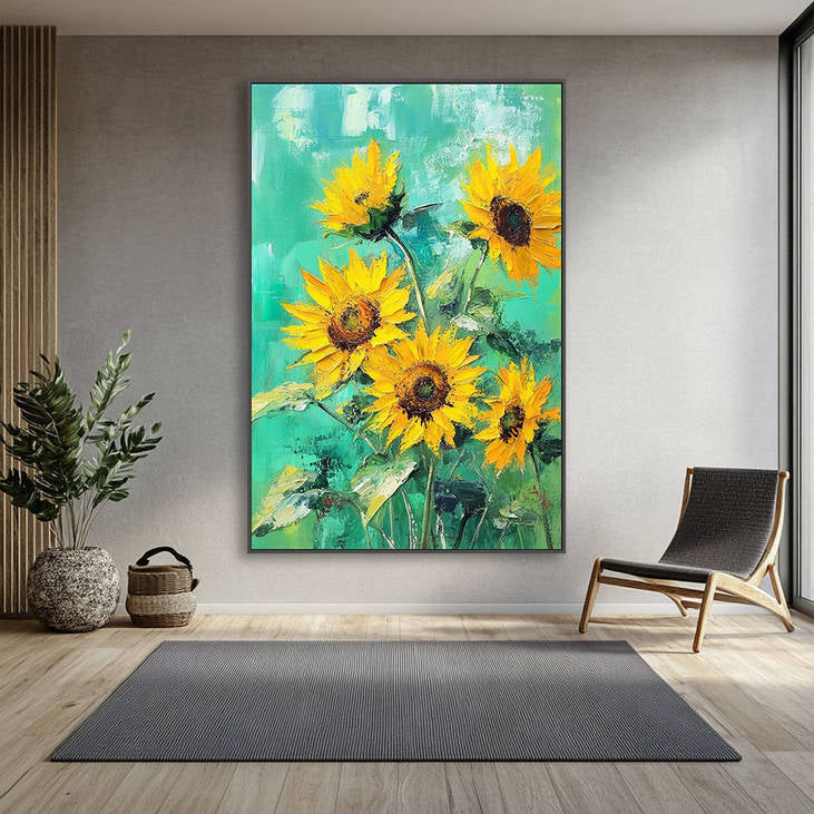 Hand Painted Sunflower Canvas Wall Art #YX327