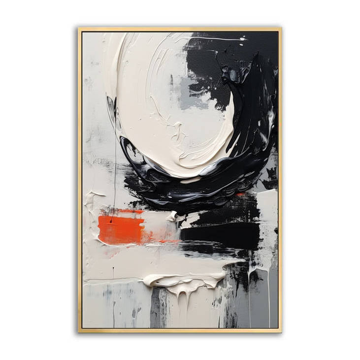 Black White Orange Abstract Art #VA43
