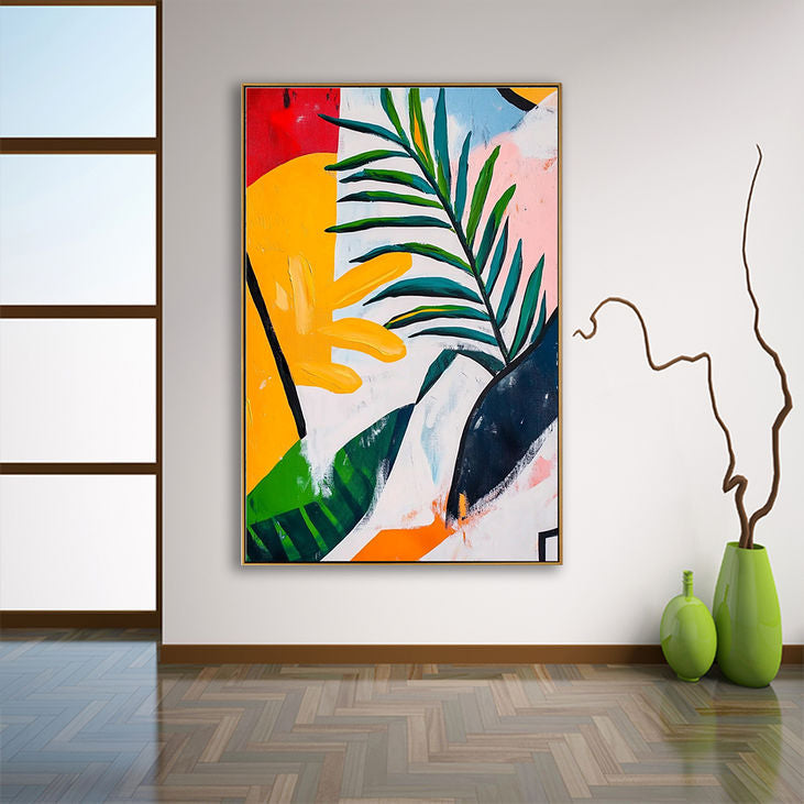 Colorful Abstract Canvas Painting-Tropical Leaf Design for Home #YX188