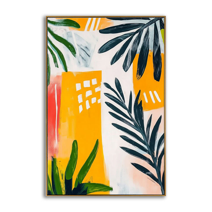 Abstract Tropical Leaf Canvas Art #YX179