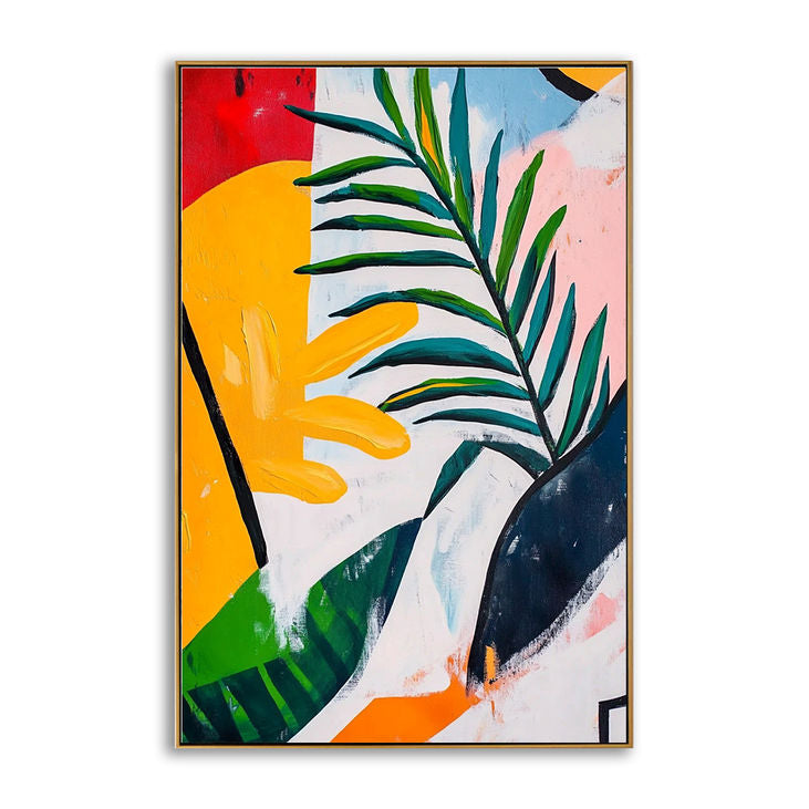 Colorful Abstract Canvas Painting-Tropical Leaf Design for Home #YX188