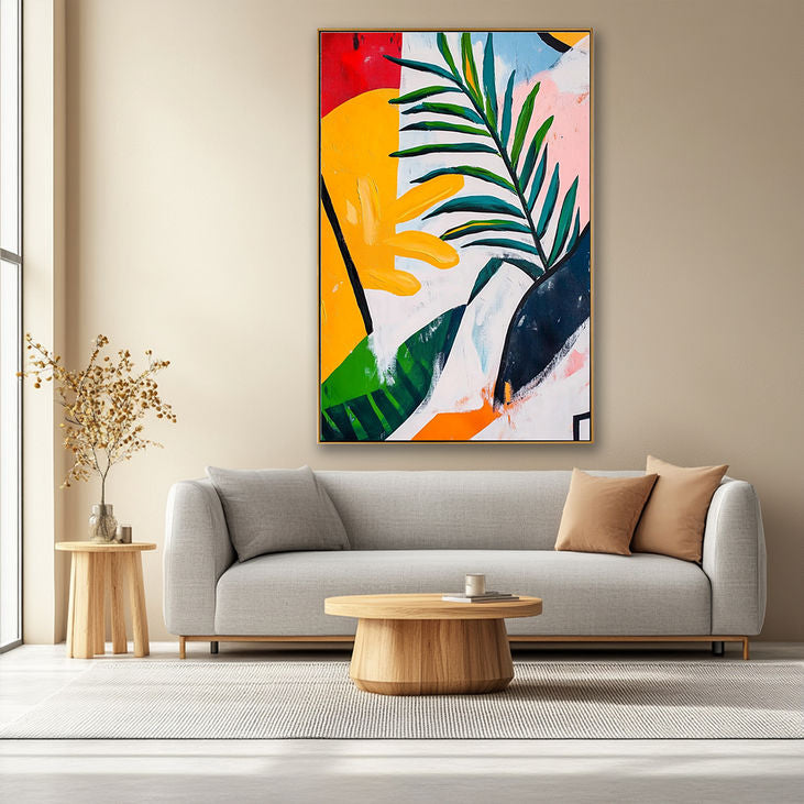 Colorful Abstract Canvas Painting-Tropical Leaf Design for Home #YX188