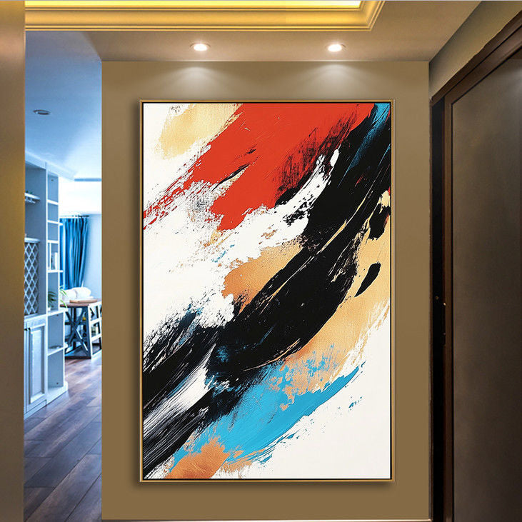 Colorful Abstract Wall Art - Modern Brushstroke Painting for Living Room  #YX57
