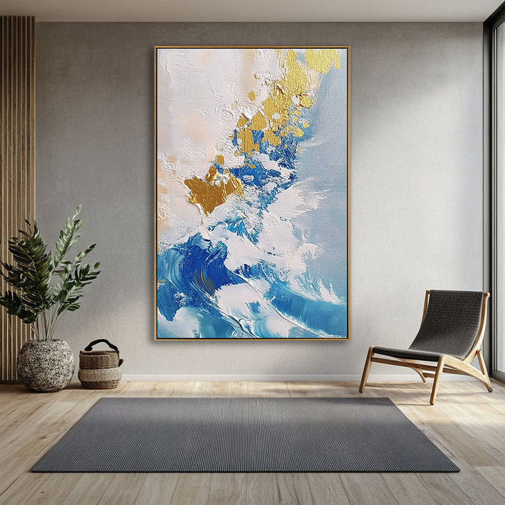 Gold Foil Hand Painted Abstract Wall Art #YX83
