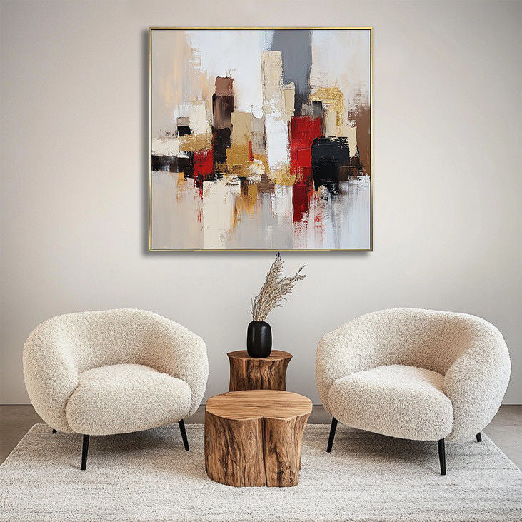 Large Square Abstract City Artwork #YX21