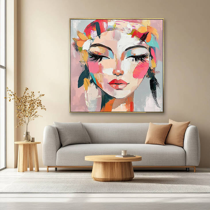 Abstract Colorful Portrait Canvas Painting #YX332