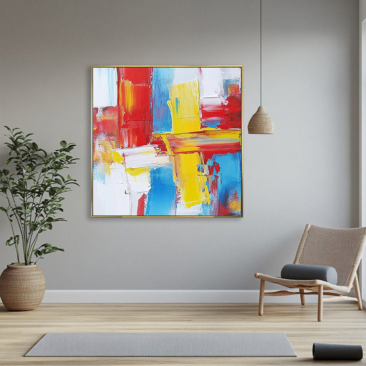Vibrant Abstract Color Block Canvas Art #YX135