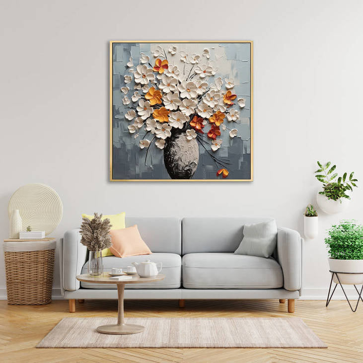 Hand Painted Impasto Flower Bouquet Art #VA112