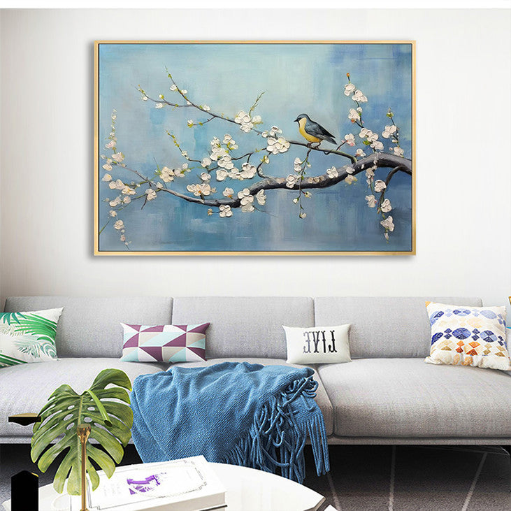 White Blossom & Bird Canvas #VA330