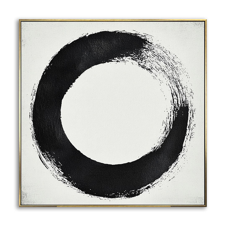 Minimalist Black & White Enso Painting #YX153